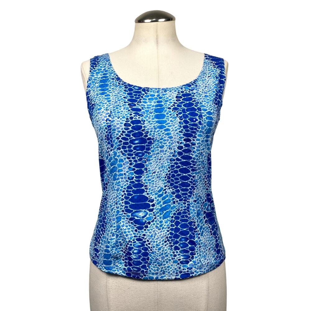 Vtg 90's Park Avenue Snakeskin Shimmer Mermaid Teal Clubbing Boho Hippie Tank M
